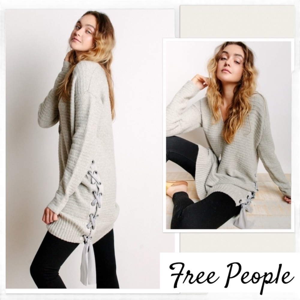 Free People Heart It Lace Up Sweater